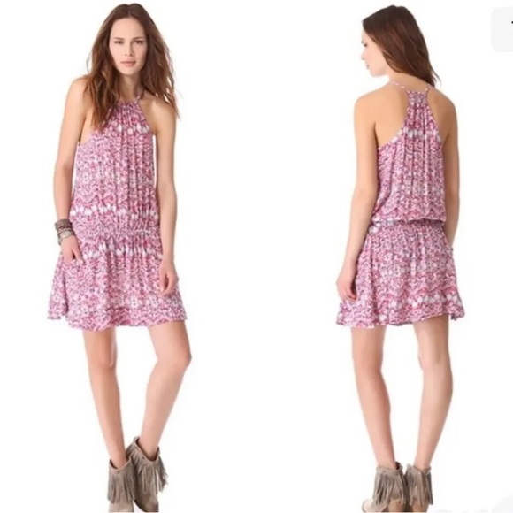 Free People Simone Batik Print Drop
Waist Pink Boho Dress - Picture 1 of 9